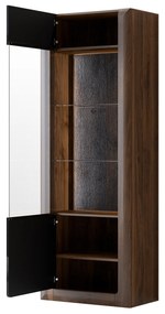 Vitrină Kassie Typ 05 (negru lucios + nuc columbia) (cu iluminat). 1108360