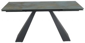 Masa extensibila Salvadore Ceramic turcoaz OSSIDO verde/negru mat L160-240 cm