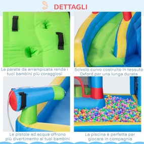 Outsunny Castel Gonflabil pentru Copii 5-în-1 , cu Sac de Transport pentru Pompă, pentru Copii de 3-8 Ani, 3,9x3x2 m ,Multicolor | Aosom Romania