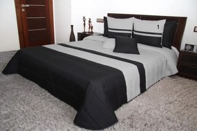 Cuvertură matlasată pentru pat dublu în culoarea neagră cu dungi gri Lăţime: 240 cm | Lungime: 260 cm