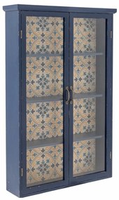 Vitrina, albastra, din lemn cu aspect vintage, Hazem