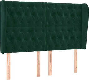 vidaXL Tăblie pat cu aripioare verde închis 163x23x118/128 cm catifea