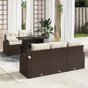 vidaXL Set de Sofa de Grădină din 6 Piese cu Perne Maro din Ratan Poli