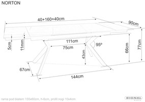 Masa extensibila Norton travertin bej/negru L160-240xl90 cm