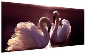 Tablou - Lebede pe lac (120x50 cm)
