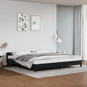 Cadru de pat cu tablie, negru, 200x200 cm, piele ecologica Negru, 200 x 200 cm