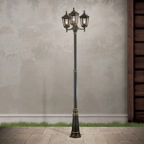 Stalp iluminat exterior stil clasic IP43 HP255 Puchberg AL 11K/82579 schwarz-gold/rauch OR