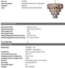 Candelabru design LUX Amazone S fumuriu 113978 HZ