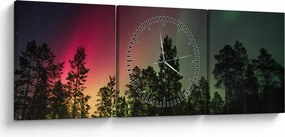 Tablou cu Northern Lights (cu ceas) (90x30 cm)