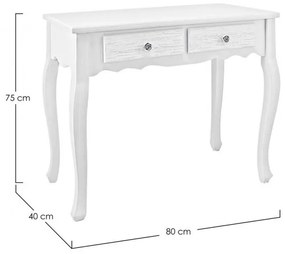 Consola alb antichizat din MDF, 80x40x75 cm, Blanc Bizzotto