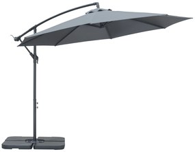 Outsunny Umbrelă de grădină deplasată octogonală pliabilă diametru 3 m, umbrelă de grădină cu suport în formă de cruce gri închis | Aosom Romania