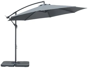 Outsunny Umbrelă de grădină deplasată octogonală pliabilă diametru 3 m, umbrelă de grădină cu suport în formă de cruce gri închis | Aosom Romania