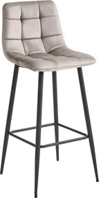 Scaun de bar cu picioare negre ARCETO VELVET, bej
