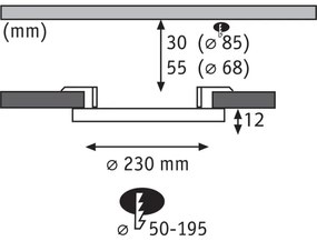 Paulmann 93046 - Plafonieră încastrată pentru baie AREO LED, 16W, IP44, 230V