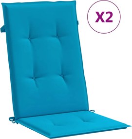 vidaXL Perne scaun spătar înalt, 2 buc., albastru, 120x50x3 cm, textil