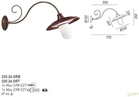 Aplica de perete exterior cu protectie IP44, fabricata manual, diam.33cm BARCHESSA