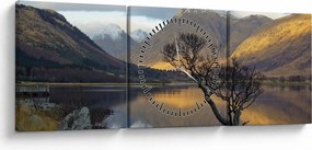 Tablou - Munții de lângă lac (cu ceas) (90x30 cm)