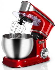 Mixer planetar Techwood TCDR-135, 1300W, 6,5 litri, 6 viteze + Pulse, 3 accesorii, Rosu metalic