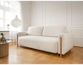 Canapea fildeș extensibilă/cu spațiu de depozitare cu tapițerie din țesătură bouclé 244 cm Arcadova – ELTAP