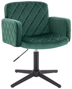 HR802CROSS Scaun Verde din Catifea cu Bază Neagră