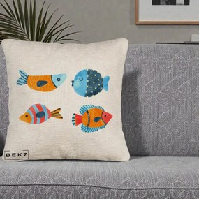 Perna Decorativa Pesti Acuarela, 40x40 cm, Bej Canapea, Husa Detasabila, Perna Inclusa, BEKZ®