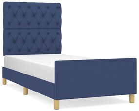 3125258 vidaXL Cadru de pat cu tăblie, albastru, 80x200 cm, textil