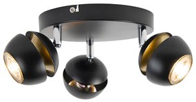 Spotlight modern cu 3 lumini negru cu interior auriu - Buell Deluxe