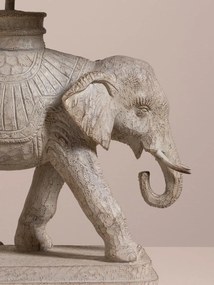 Lampa de masa din polirasină, cu abajur din iută naturală , "Elephant Royal"