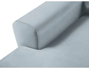 Colțar albastru deschis extensibil, cu spațiu de depozitare cu tapițerie din catifea (cu colț pe partea stângă, cu șezlong) Kyoto – Cosmopolitan Design