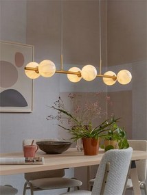 Lustra cu 6 globuri din sticla cu aspect de marmura Carrara auriu