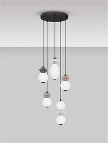 Lustra LED suspendata decorativa ceramica mocha, gri, alb, PALLINA 5L