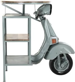 Consolă motocicletă vintage din lemn de mango și metal, „Dusty Mint”