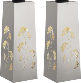 vidaXL Lumină LED Solară pentru Alei 2 pcs Argintiu Oţel inoxidabil