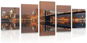Tablou 5-piese reflexie Manhattanului în apă