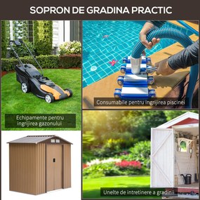 Casuta pentru Gradina, sopron pentru Unelte, magazie din Lamiera de Otel, pentru depozitare si organizare 213x127x185cm Outsunny | Aosom RO