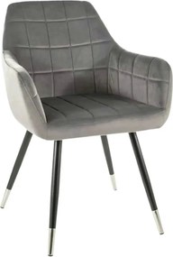 Scaun NUXE, gri/negru, stofa catifelata/metal, 56x42x83 cm
