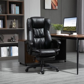 Vinsetto Scaun Birou cu Masaj, Înclinare, Piele Artificială, Negru, 68.5x68.5x119-127cm, Confort Sporit | Aosom Romania