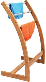 MSV Suport pentru prosoape din bambus cu 3 bare 57x 35 x 85 cm