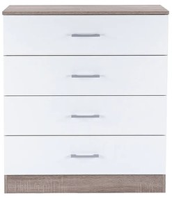Comodă Miami cu 4 sertare 80x92 cm alb-stejar York