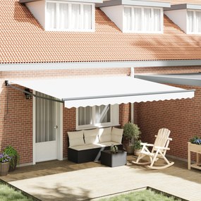 vidaXL Cort retractabil manual alb 450x300 cm