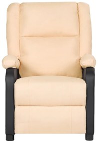 329495 vidaXL Fotoliu TV rabatabil, crem, piele ecologică și textil