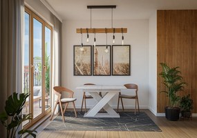 Masă de sufragerie Xalin (gri deschis + Alb) (pentru 4 până la 6 persoane). 1055283