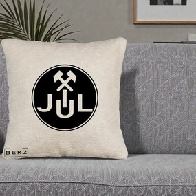 Perna Personalizata JUL Jiul Lupeni Fotbal, 40x40 cm, Bej Canapea, Husa Detasabila, Perna Inclusa, BEKZ®