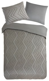 Lenjerie de pat gri/maro din microfibră pentru pat de o persoană/extinsă 140x220 cm Pure Zigzag – Good Morning