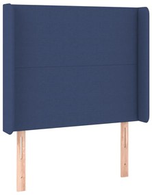 3119296 vidaXL Tăblie de pat cu aripioare, albastru, 103x16x118/128 cm, textil