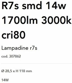 Bec LED, R7s SMD 14W 1700lm 3000K cri80