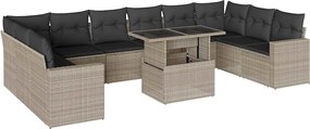 vidaXL Set canapele de grădină cu perne, 11 piese, gri, poliratan