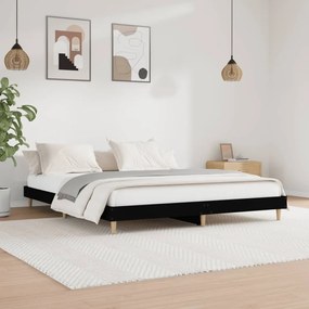 832022 vidaXL Cadru de pat, negru, 160x200 cm, lemn prelucrat