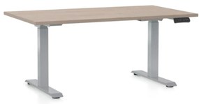 Masa inaltime reglabila OfficeTech D, 140 x 80 cm, bază gri, stejar