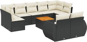 vidaXL Set canapele de grădină cu perne, 10 piese, negru, poliratan